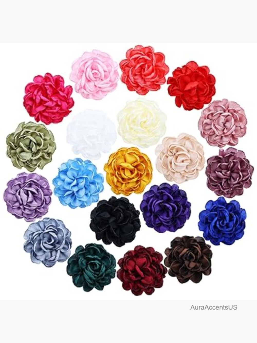 20 Silk Satin Rose Flower Hair Clips Barrettes for Girls Women